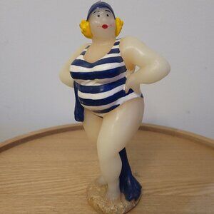 Vintage Boston Warehouse "Bathing Beauty" Novelty Candle – Blue/White Stripe